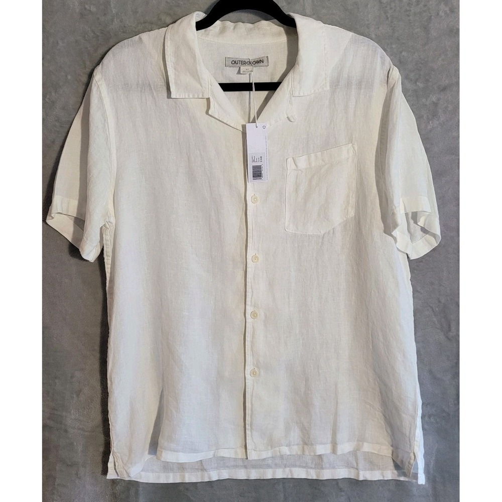 OuterKnown Baird McNutt Irish 100% Linen Button Down Short Sleeve Shirt Sm White - Picture 2 of 9